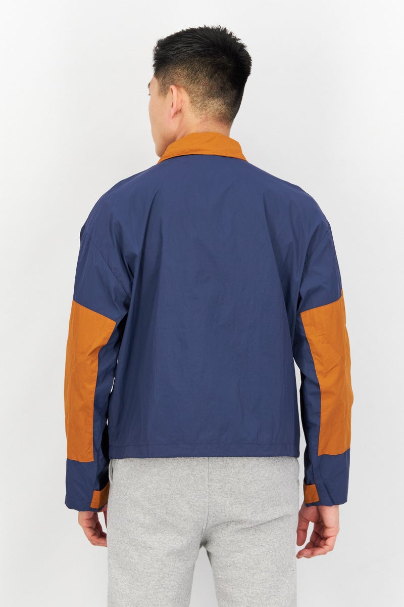 Aigle Men High Neck Long Sleeve Colorblock Windbreaker Jacket, Navy - Image 2